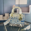 Dior M0565 Medium Lady D-Life Bag Blue Toile de Jouy Embroidery - Default Title - View 1