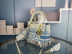 Dior M0565 Medium Lady D-Life Bag Blue Toile de Jouy Embroidery - Default Title - View 2
