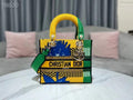 Dior M0565 Medium Lady D-Life Bag Brigh Yellow and Green D-flower Pop Embroidery