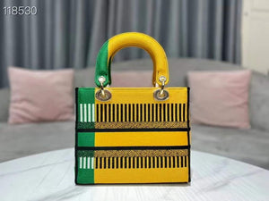 Dior M0565 Medium Lady D-Life Bag Brigh Yellow and Green D-flower Pop Embroidery - Default Title - View 9