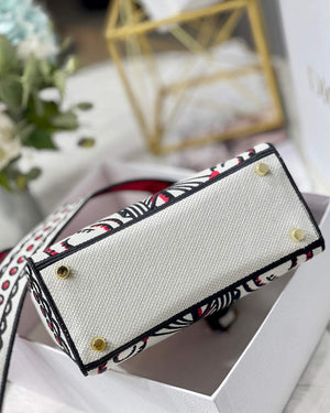 Dior M0565 Medium Lady D-Life Bag Latte Multicolor Cupidon Embroidery - Default Title - View 8