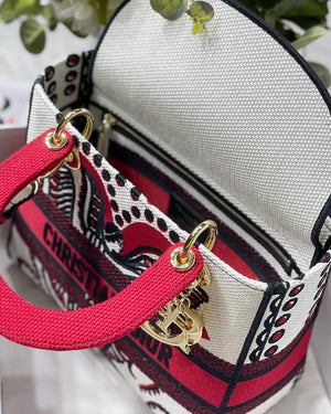 Dior M0565 Medium Lady D-Life Bag Latte Multicolor Cupidon Embroidery - Default Title - View 9