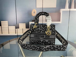 Dior M0565 Medium Lady D-Life Bag Mizza Embroidery Blue and Black - Default Title - View 1