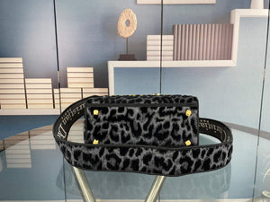 Dior M0565 Medium Lady D-Life Bag Mizza Embroidery Blue and Black with Yellow - Default Title - View 6