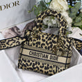 Dior M0565 Medium Lady D-Lite Bag Beige and Black Mizza Embroidery - Default Title - View 1
