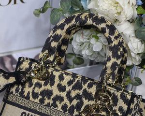 Dior M0565 Medium Lady D-Lite Bag Beige and Black Mizza Embroidery - Default Title - View 3