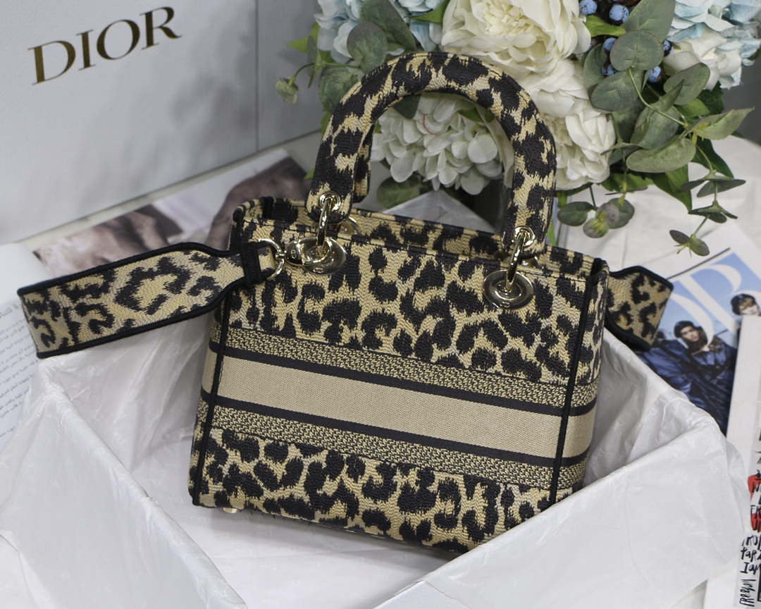 Dior M0565 Medium Lady D-Lite Bag Beige and Black Mizza Embroidery - Default Title - View 6