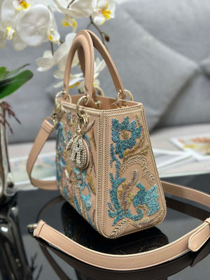 Dior M0565 Medium Lady D-Lite Bag Embroidery floral beads M1062 - Default Title - View 3