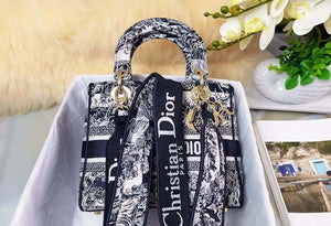 Dior M0565 Medium Lady D-Lite Black and White Toile de Jouy Embroidery M1021 - Default Title - View 6
