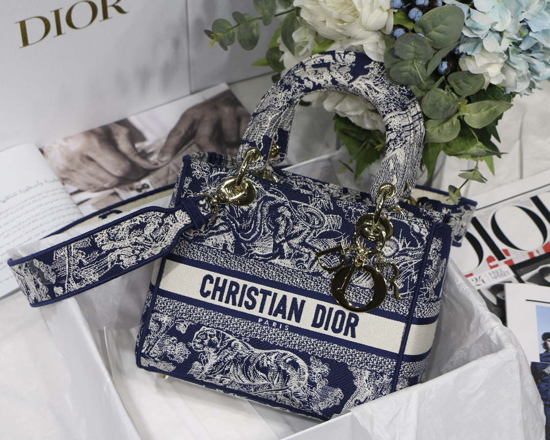 Dior M0565 Medium Lady D-Lite Blue Toile de Jouy Embroidery M1022 - Default Title - View 1