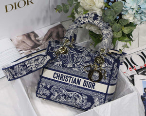 Dior M0565 Medium Lady D-Lite Blue Toile de Jouy Embroidery M1022 - Default Title - View 1