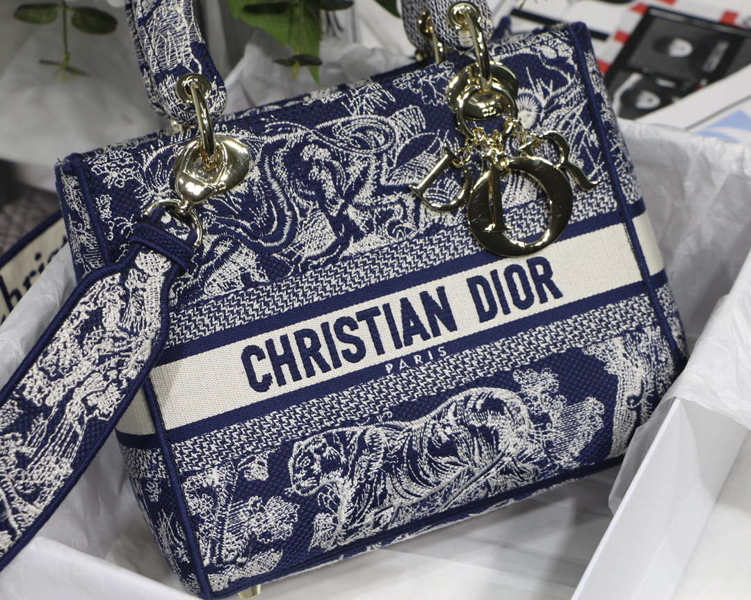 Dior M0565 Medium Lady D-Lite Blue Toile de Jouy Embroidery M1022 - Default Title - View 2
