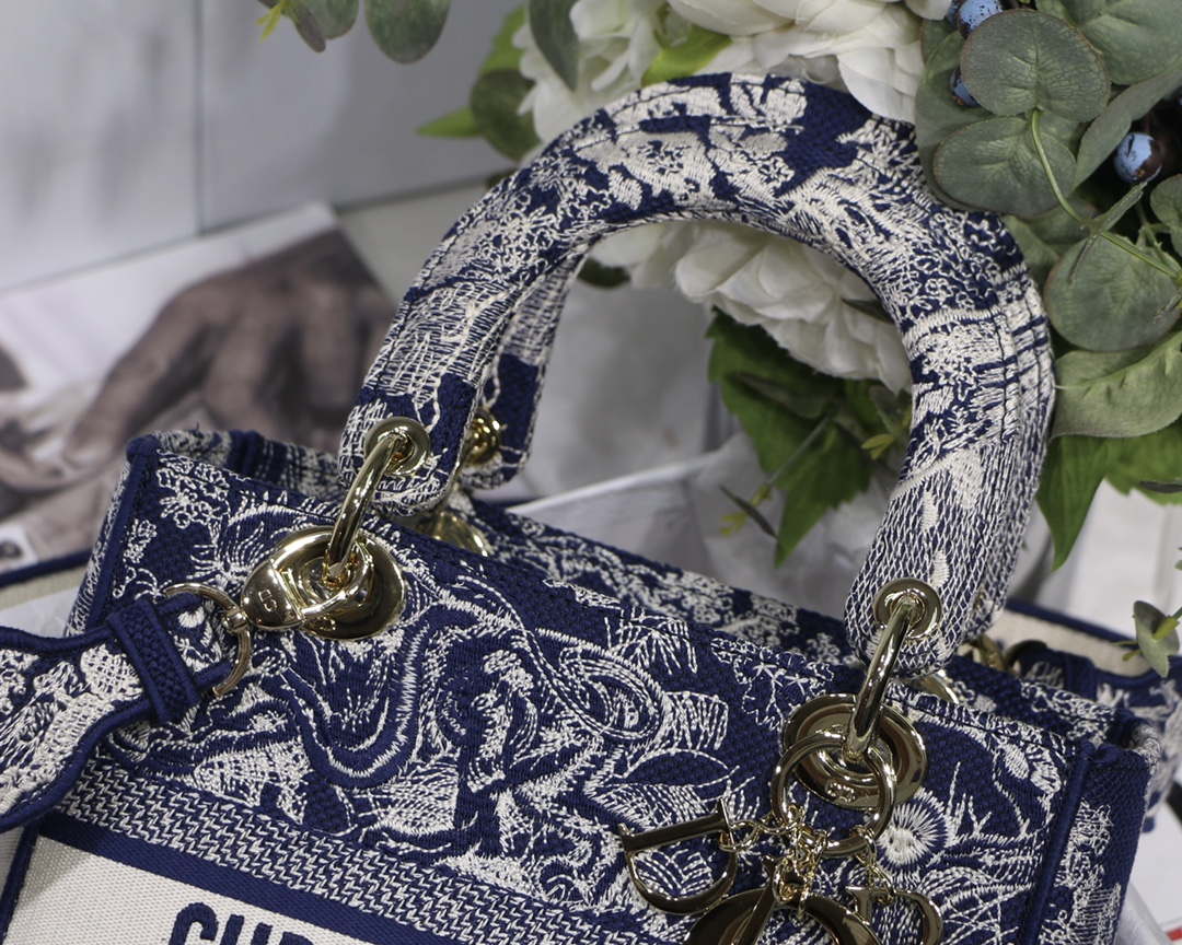 Dior M0565 Medium Lady D-Lite Blue Toile de Jouy Embroidery M1022 - Default Title - View 5