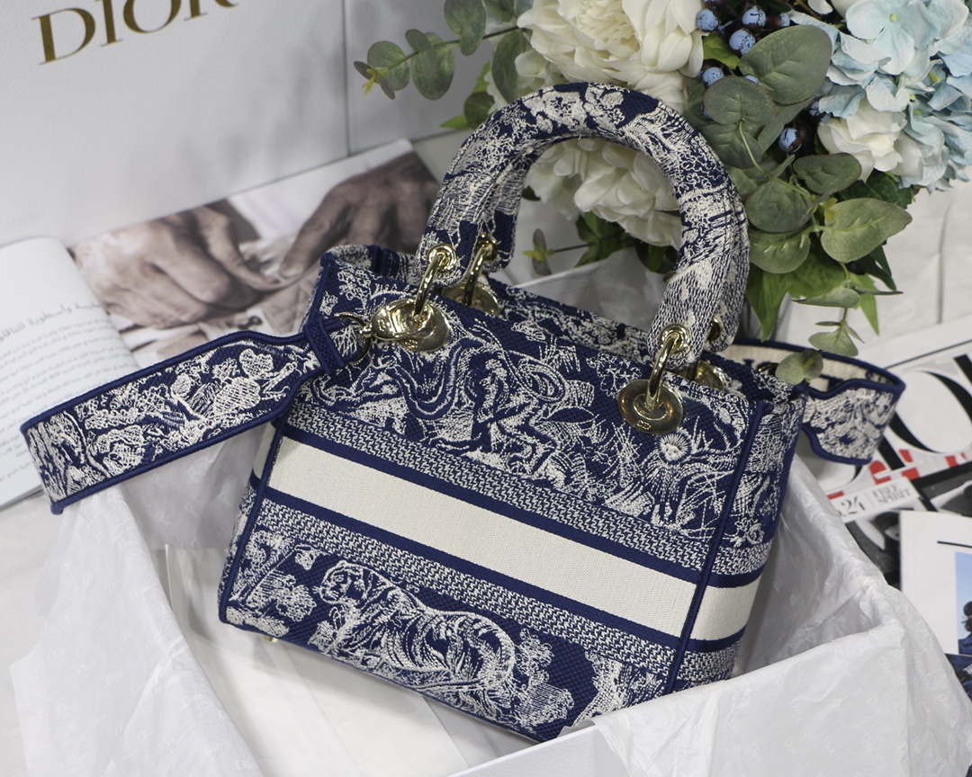 Dior M0565 Medium Lady D-Lite Blue Toile de Jouy Embroidery M1022 - Default Title - View 6