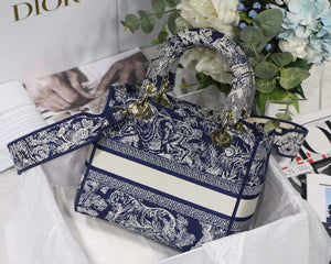 Dior M0565 Medium Lady D-Lite Blue Toile de Jouy Embroidery M1022 - Default Title - View 6