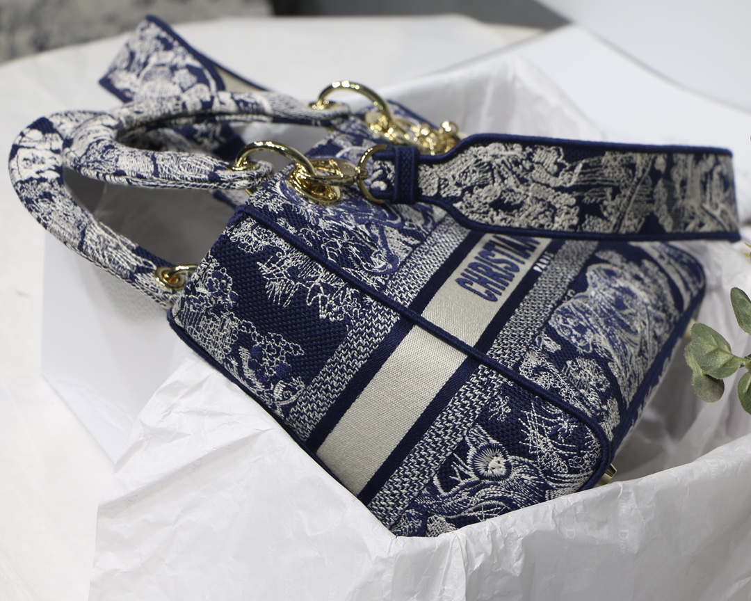 Dior M0565 Medium Lady D-Lite Blue Toile de Jouy Embroidery M1022 - Default Title - View 7