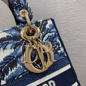 Dior M0565 Medium Lady D-lite Embroidery Bag Blue - Default Title - View 4