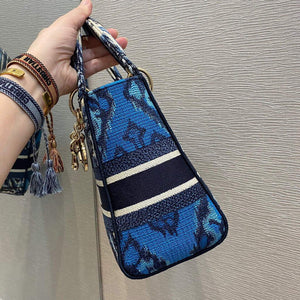 Dior M0565 Medium Lady D-lite Embroidery Bag Blue - Default Title - View 5