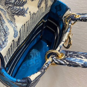 Dior M0565 Medium Lady D-lite Embroidery Bag Blue - Default Title - View 8