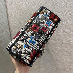 Dior M0565 Medium Lady D-lite Embroidery Bag Black red - Default Title - View 7