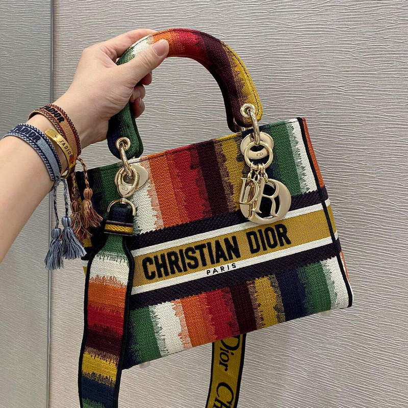 Dior M0565 Medium Lady D-lite Embroidery Bag colourful - Default Title - View 1