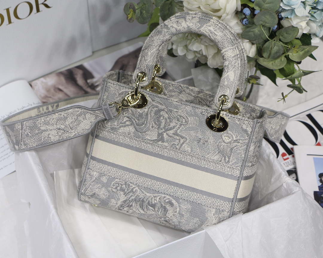 Dior M0565 Medium Lady D-Lite Blue Toile de Jouy Embroidery M1023 - Default Title - View 6