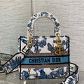Dior M0565 Medium Lady D-Lite White and Pastel Midnight Blue Toile de Jouy Mexico M1039 - Default Title - View 1