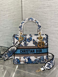 Dior M0565 Medium Lady D-Lite White and Pastel Midnight Blue Toile de Jouy Mexico M1039