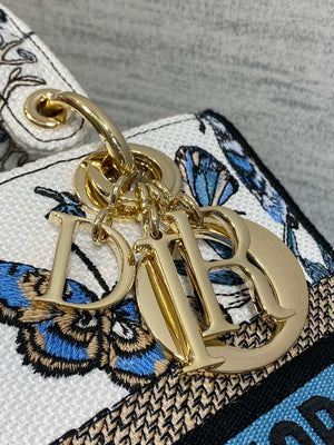 Dior M0565 Medium Lady D-Lite White and Pastel Midnight Blue Toile de Jouy Mexico M1039 - Default Title - View 3