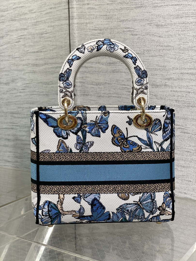 Dior M0565 Medium Lady D-Lite White and Pastel Midnight Blue Toile de Jouy Mexico M1039
