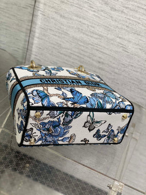 Dior M0565 Medium Lady D-Lite White and Pastel Midnight Blue Toile de Jouy Mexico M1039 - Default Title - View 7