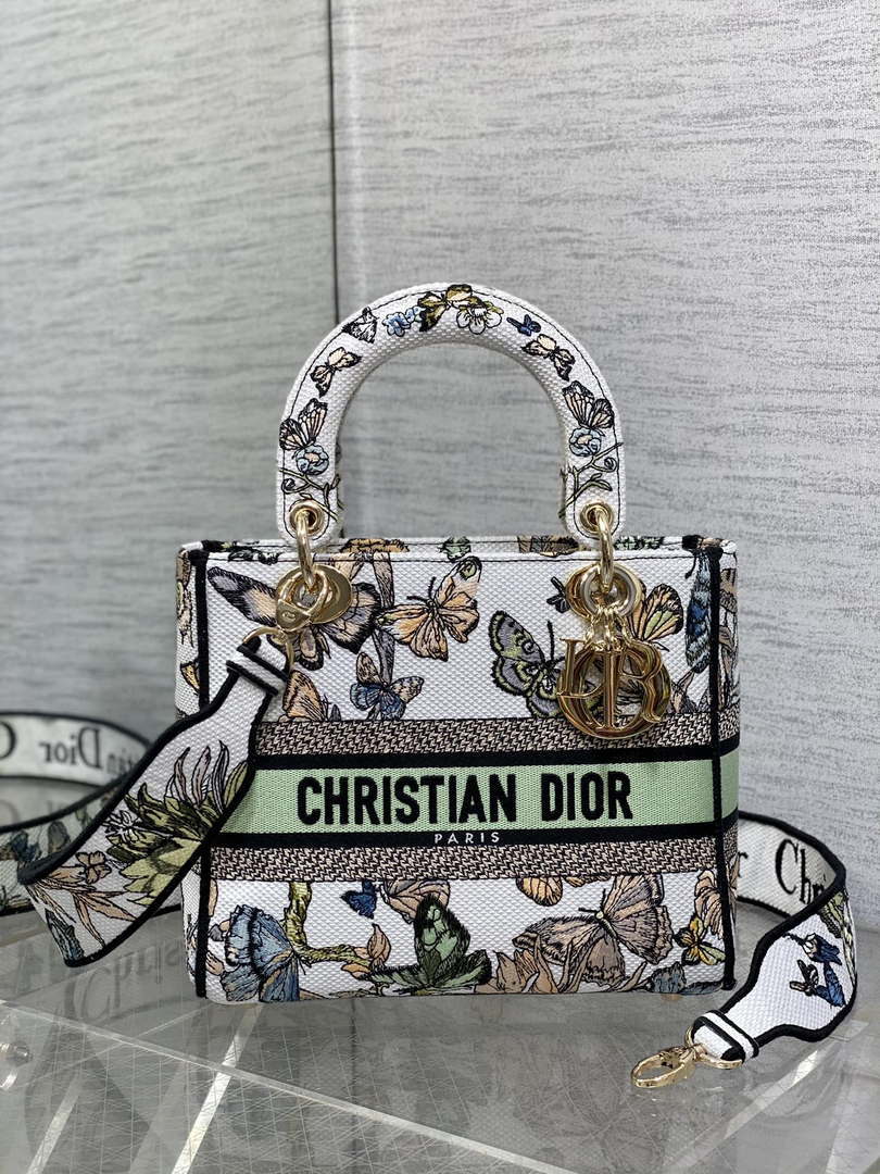Dior M0565 Medium Lady D-Lite White Multicolor Toile de Jouy Mexico Embroidery M1038 - Default Title - View 1