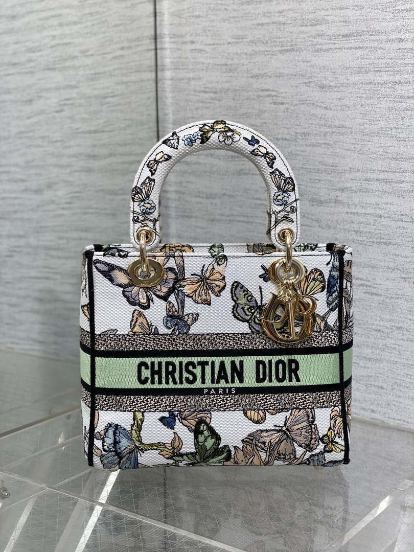 Dior M0565 Medium Lady D-Lite White Multicolor Toile de Jouy Mexico Embroidery M1038 - Default Title - View 2