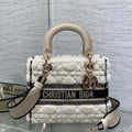 Dior M0565 Medium Lady D-Lite Wool Beige with Black M1035 - Default Title - View 1