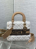 Dior M0565 Medium Lady D-Lite Wool Beige with Brown M1036