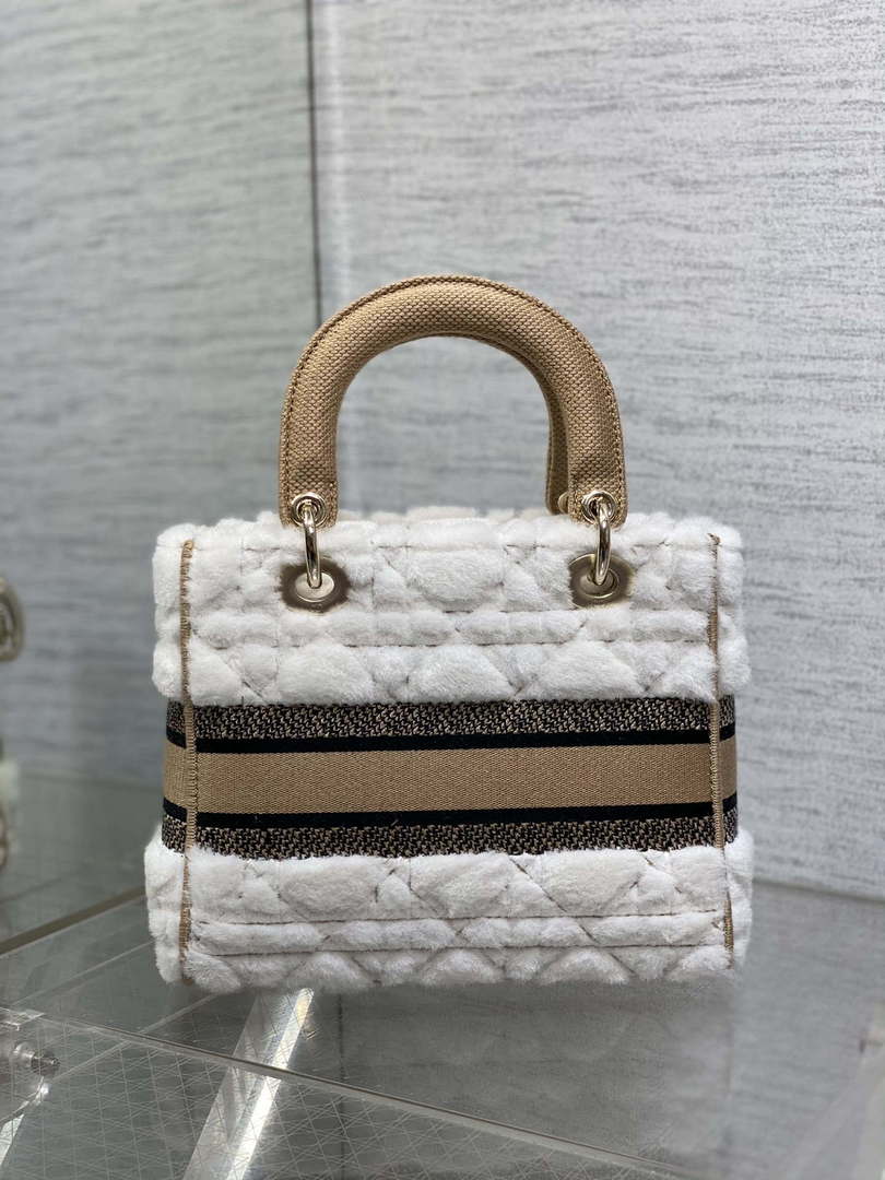 Dior M0565 Medium Lady D-Lite Wool Beige with Brown M1036