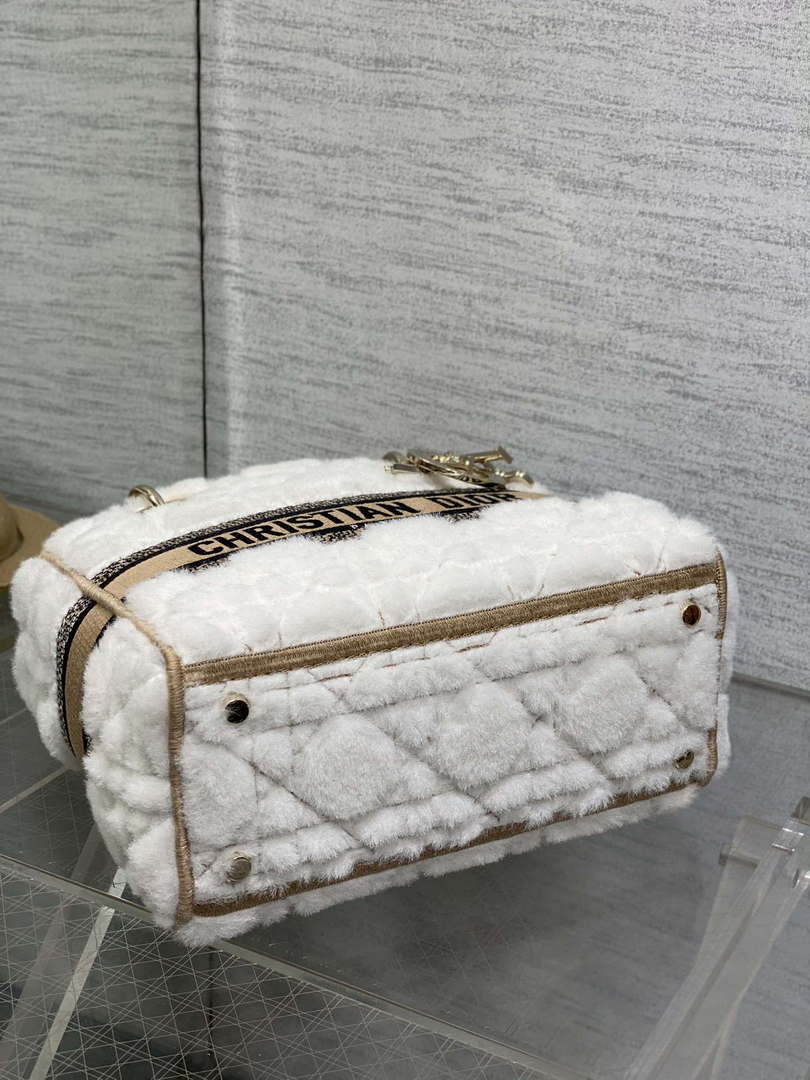 Dior M0565 Medium Lady D-Lite Wool Beige with Brown M1036