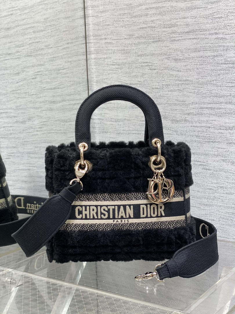 Dior M0565 Medium Lady D-Lite Wool Black M1037 - Default Title - View 1