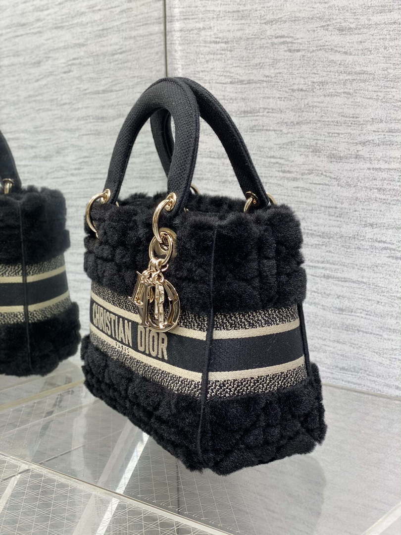 Dior M0565 Medium Lady D-Lite Wool Black M1037 - Default Title - View 6