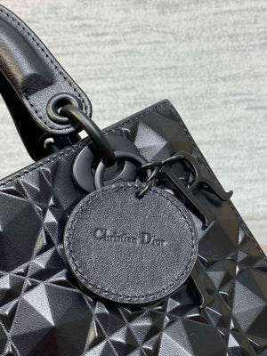 Dior M0565 Medium Lady Dior Bag  Black Cannage Calfskin with Diamond Motif - Medium 24cm - View 14