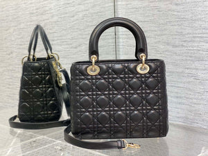 Dior M0565 Medium Lady Dior Bag Black Cannage Lambskin Enamel Hardware - Default Title - View 5