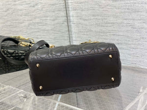 Dior M0565 Medium Lady Dior Bag Black Cannage Lambskin Enamel Hardware - Default Title - View 7
