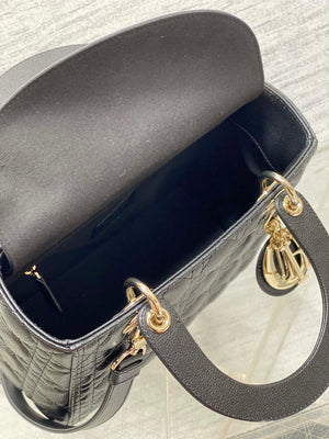 Dior M0565 Medium Lady Dior Bag Black Grained Cannage Calfskin Gold - Default Title - View 8