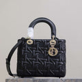 Dior M0565 Medium Lady Dior Bag Black Graphic Cannage Calfskin - Default Title - View 1