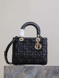 Dior M0565 Medium Lady Dior Bag Black Graphic Cannage Calfskin