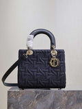 Dior M0565 Medium Lady Dior Bag Black Graphic canvas