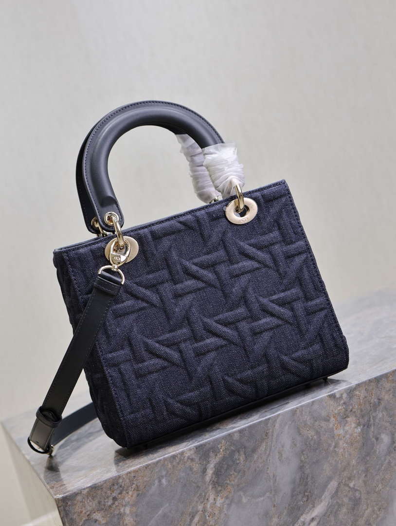 Dior M0565 Medium Lady Dior Bag Black Graphic canvas