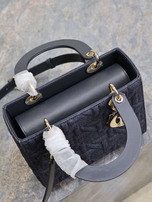 Dior M0565 Medium Lady Dior Bag Black Graphic canvas - Default Title - View 7