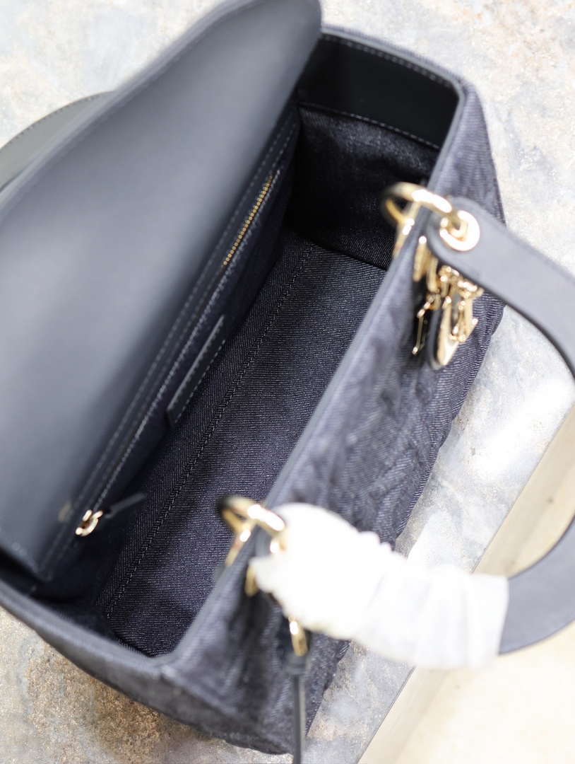 Dior M0565 Medium Lady Dior Bag Black Graphic canvas