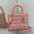 Dior M0565 Medium Lady Dior Bag  Blush Cannage Lambskin Gold - Default Title - View 1
